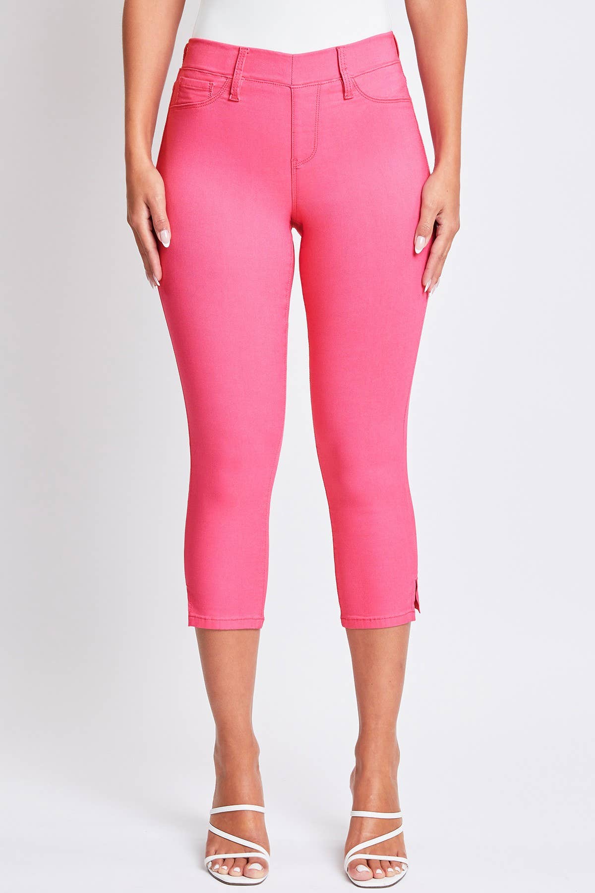 Hyperstretch Pull On Capri With Side Slit