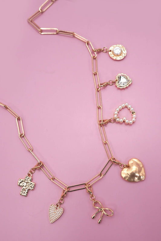 Bow & Heart Removable Multi-Charm Necklace