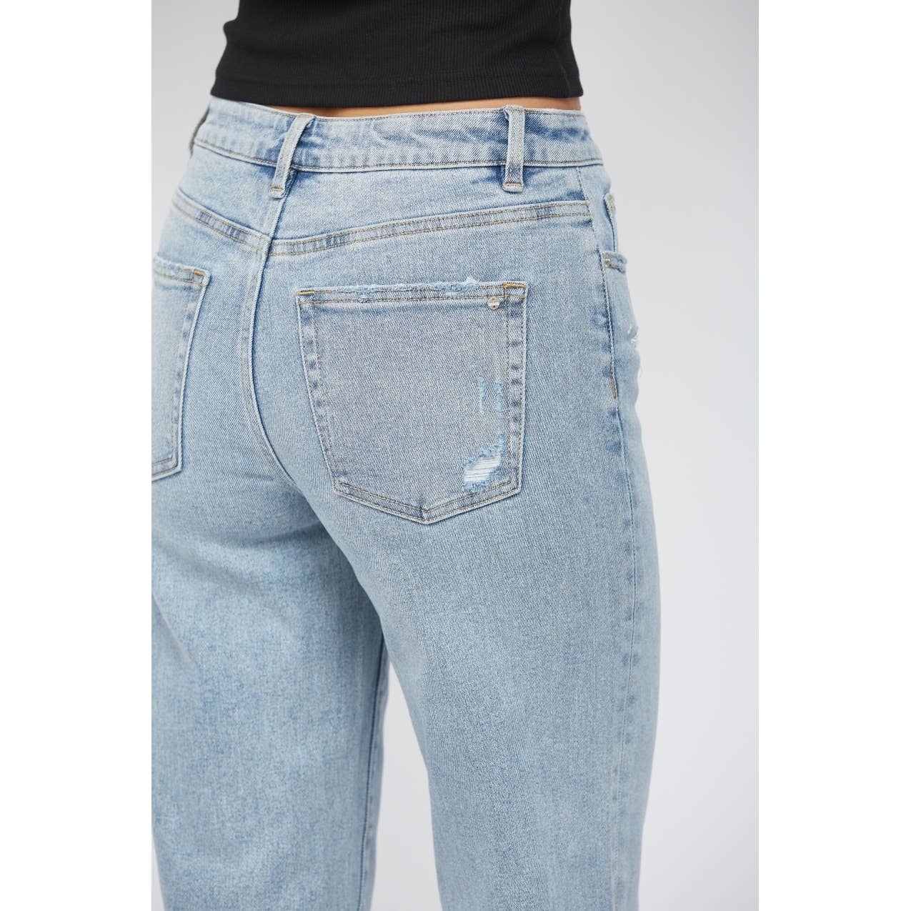 High Rise Ankle Wide Leg Jeans