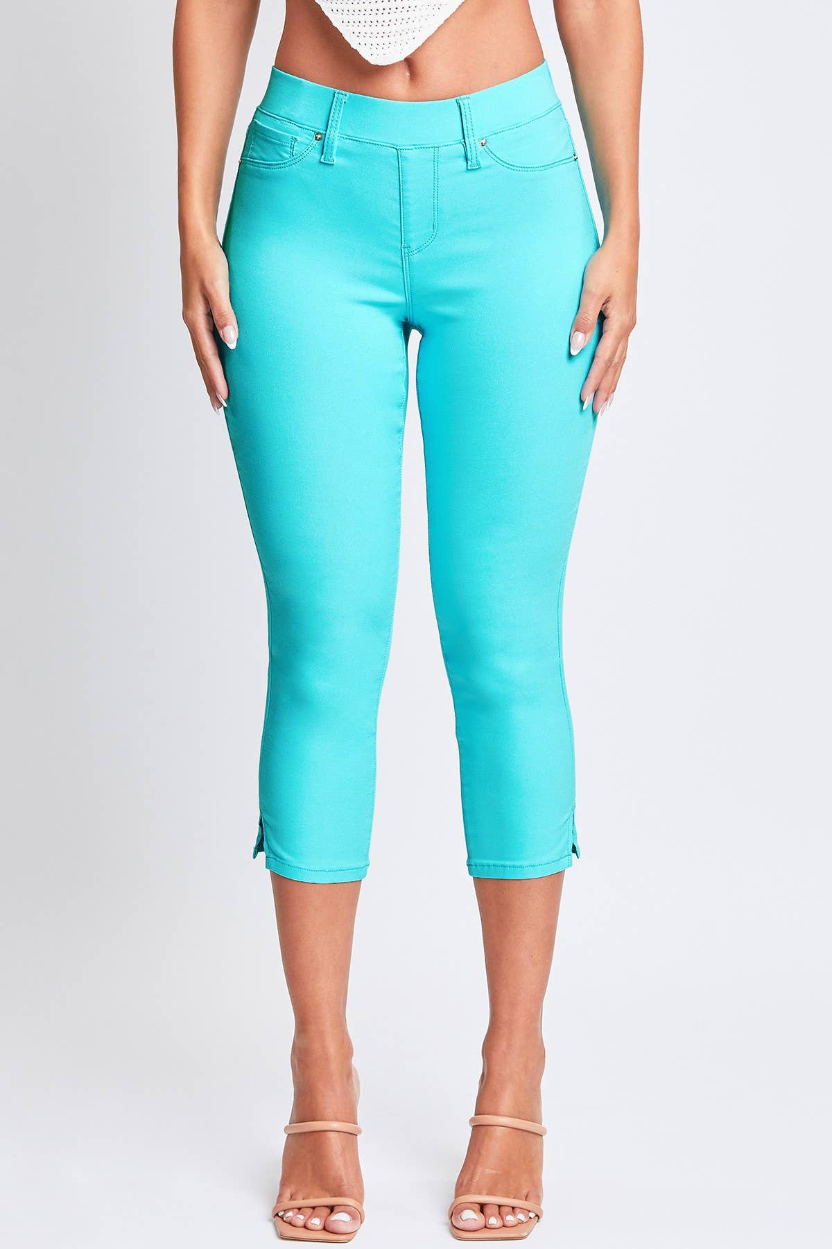 Hyperstretch Pull On Capri With Side Slit