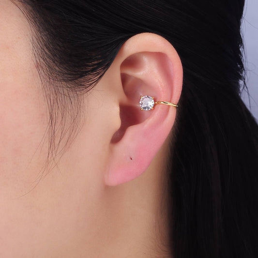 14K Gold Filled Clear CZ Minimalist Ear Cuff Earrings