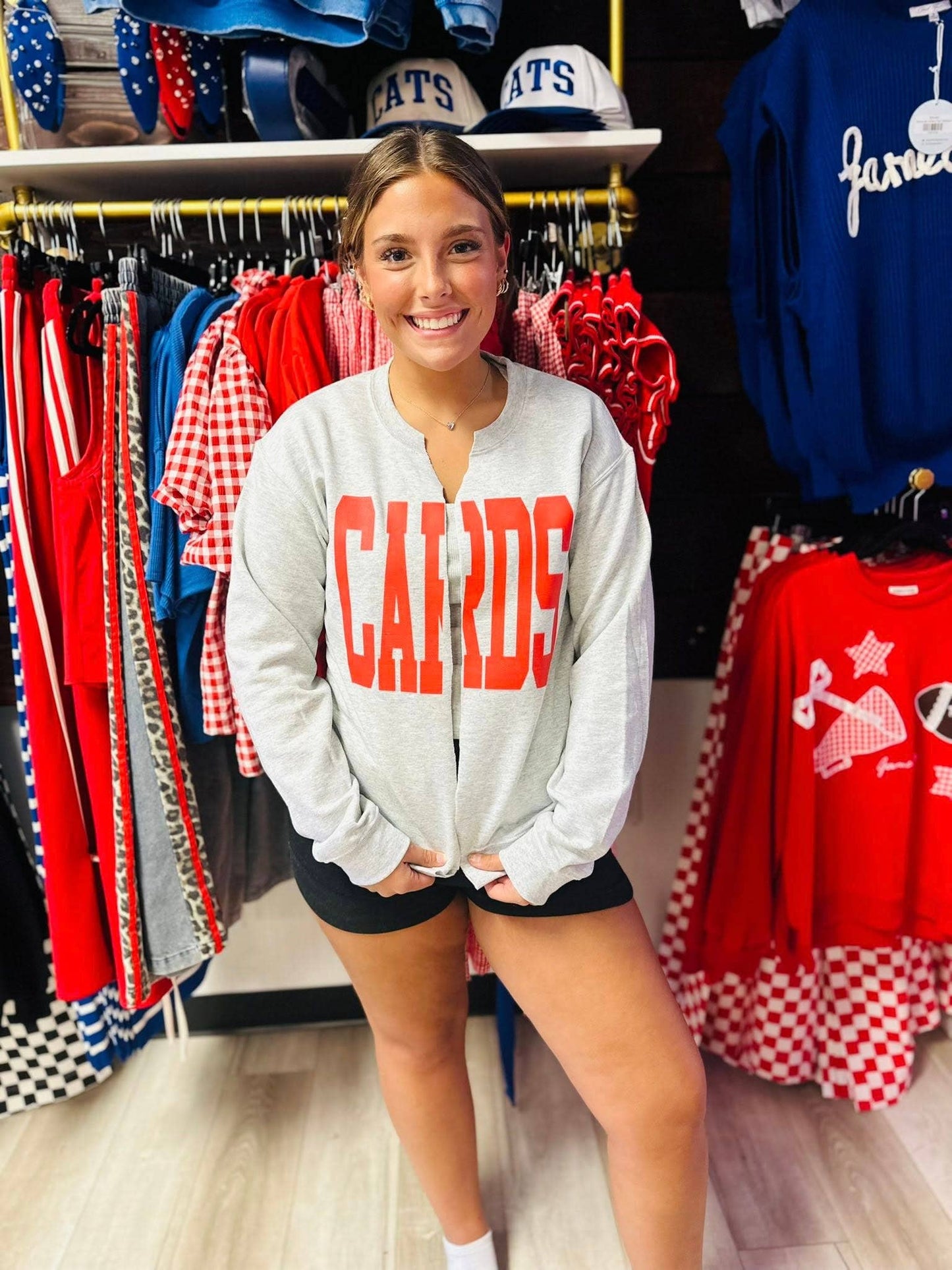 Cards Split Crewneck Cardigan