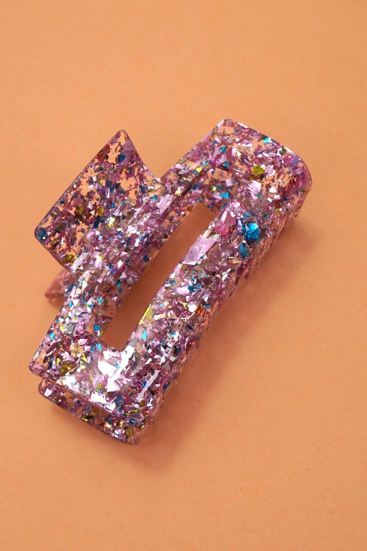 LARGE TRENDY GLITTER RECTANGLE HAIR CLAW CLIPS