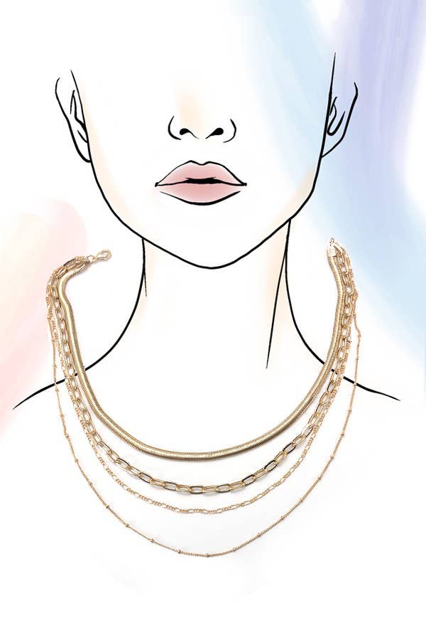 Multi-Layer Link Herringbone Chain Necklace