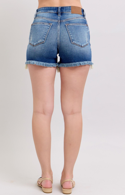 Judy Blue 2 Button Dad Shorts w/ Destroy - 152103