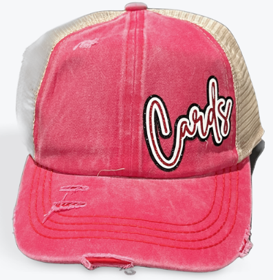 Cardinals C.C Washed Denim with Crossed Elastic Band Mesh Pony Cap