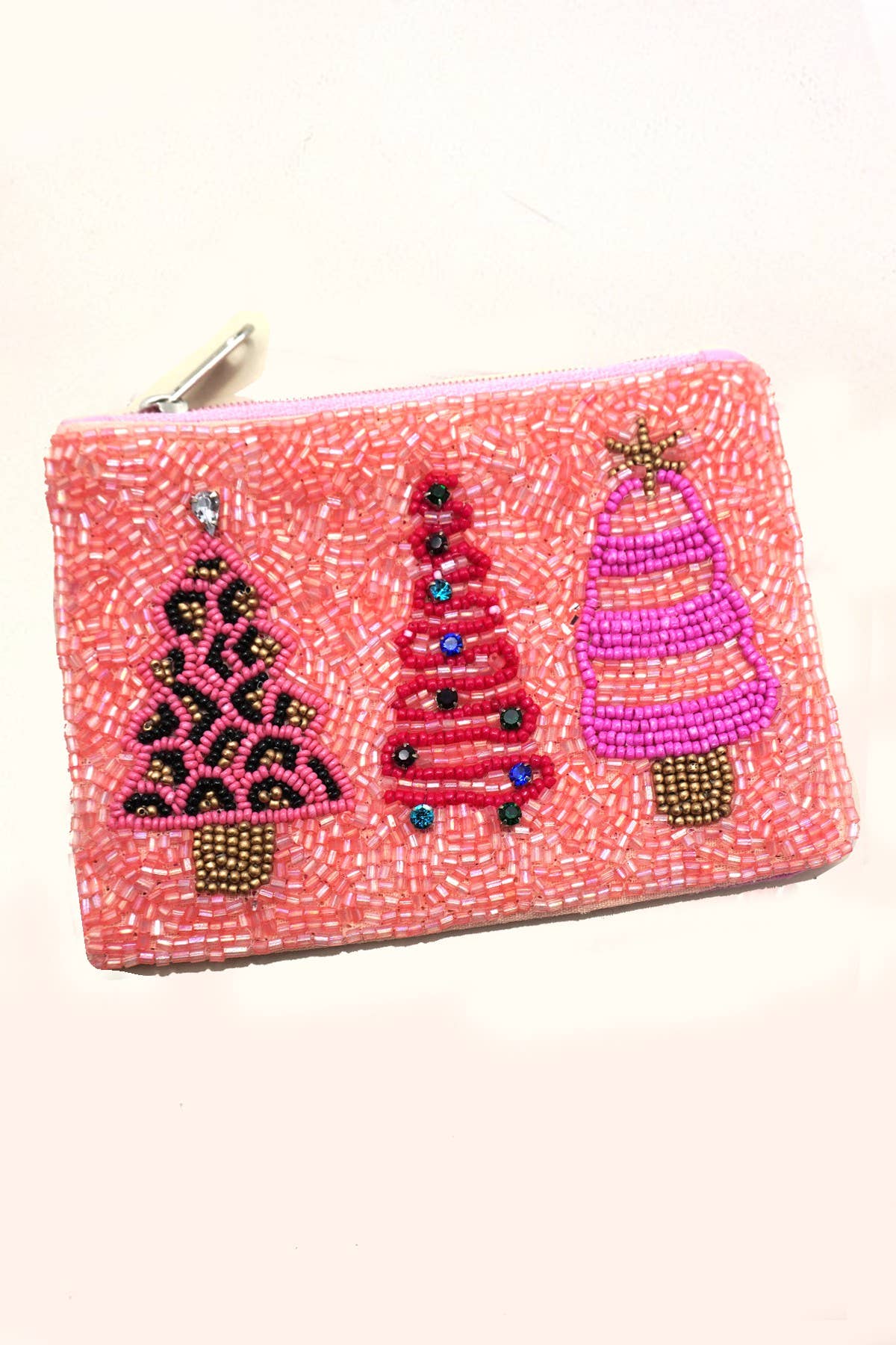 CHRISTMAS HOLIDAY SEED BEAD POUCH COIN PURSE