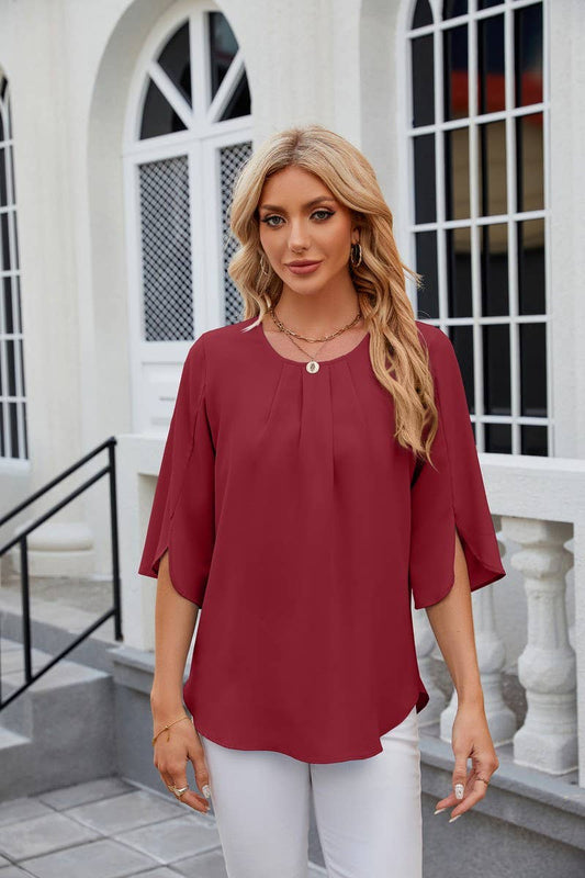 Round Neck Short Sleeved Top