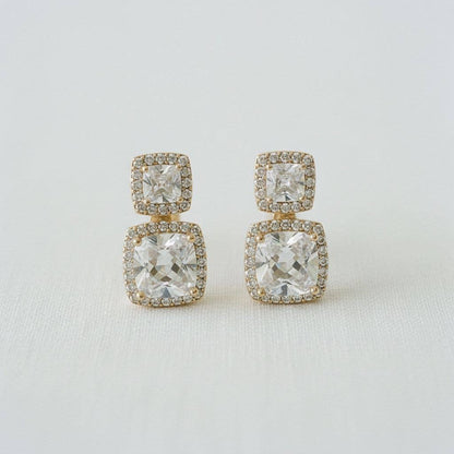 Geometric Inspired Drop Earrings with Sparkling Accents