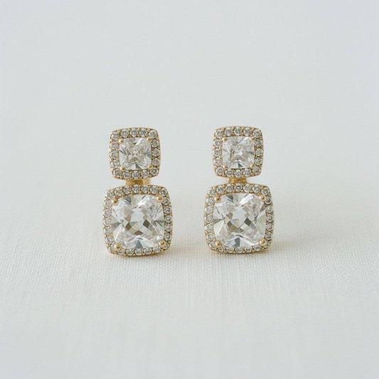 Geometric Inspired Drop Earrings with Sparkling Accents