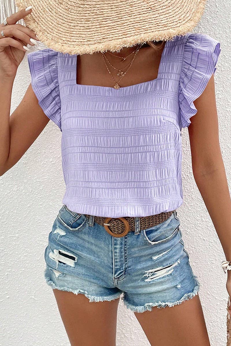 Square Collar Ruffled Blouse