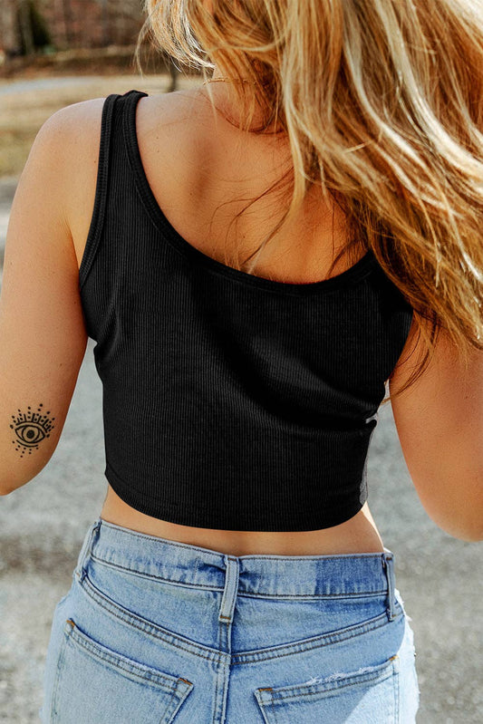 Ribbed Knit Sheath Sleeveless Crop shirt