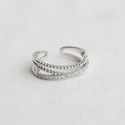Cubic Zirconia Criss-Cross Adjustable Ring