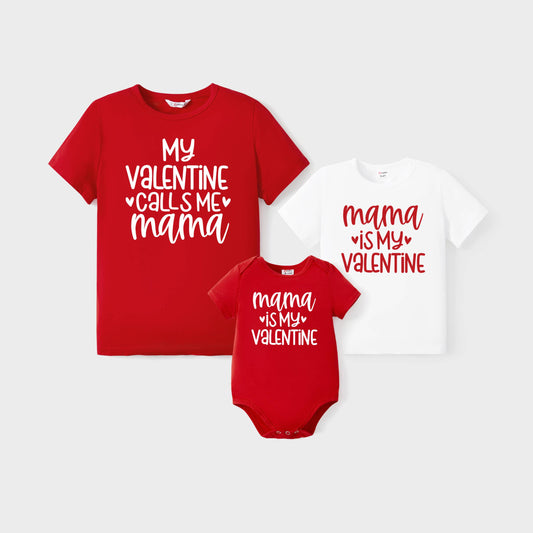 Valentine's Day Mommy and Me Cotton Letter Short-sleeve Top