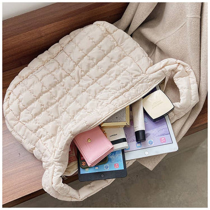 Quilted Zipper Large Shoulder Bag