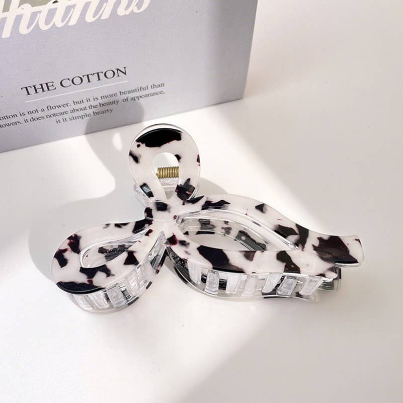 JUMBO ANIMAL LEOPARD PRINT BOW HAIR CLAW CLIPS