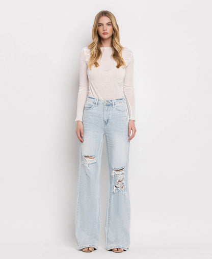 90'S VINTAGE SUPER HIGH RISE FLARE JEANS