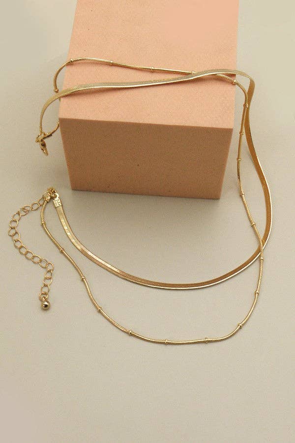 DOUBLE SNAKE CHAIN LAYER NECKLACE