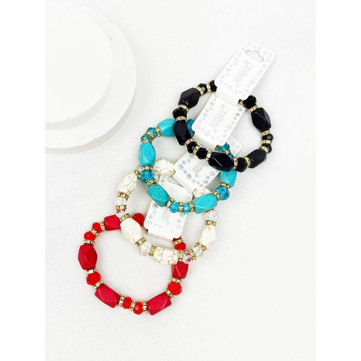 Bold Stones and Beads Mixed Adjustable Stretch Bracelet
