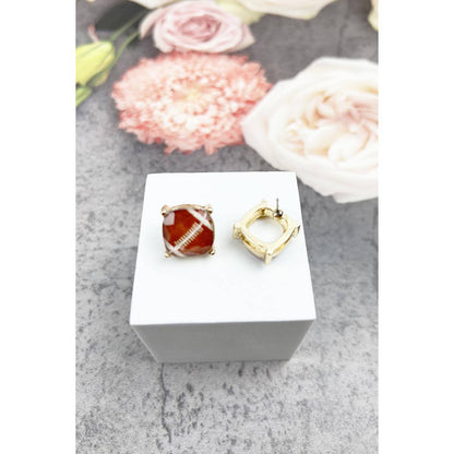 RECTANGULAR SHAPE SPORTS BALL STUD EARRINGS