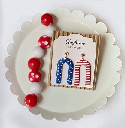 Red, White & Blue Clay Earrings