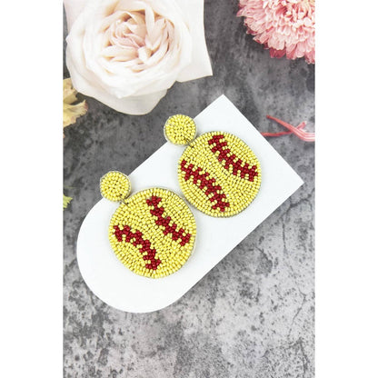 SEED BEAD SOFTBALL AND BASEBALL SPORTS POST EARRINGS