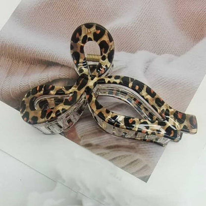 JUMBO ANIMAL LEOPARD PRINT BOW HAIR CLAW CLIPS
