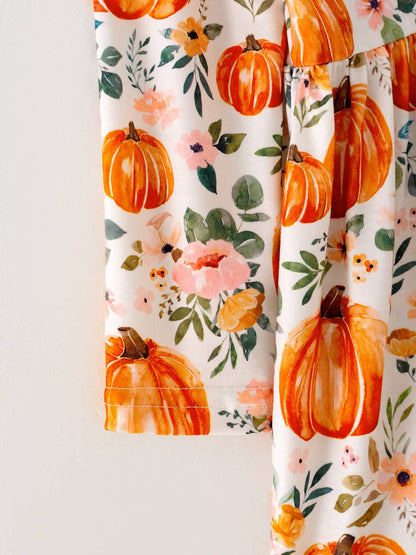Pumpkin Print Long Sleeve Dress