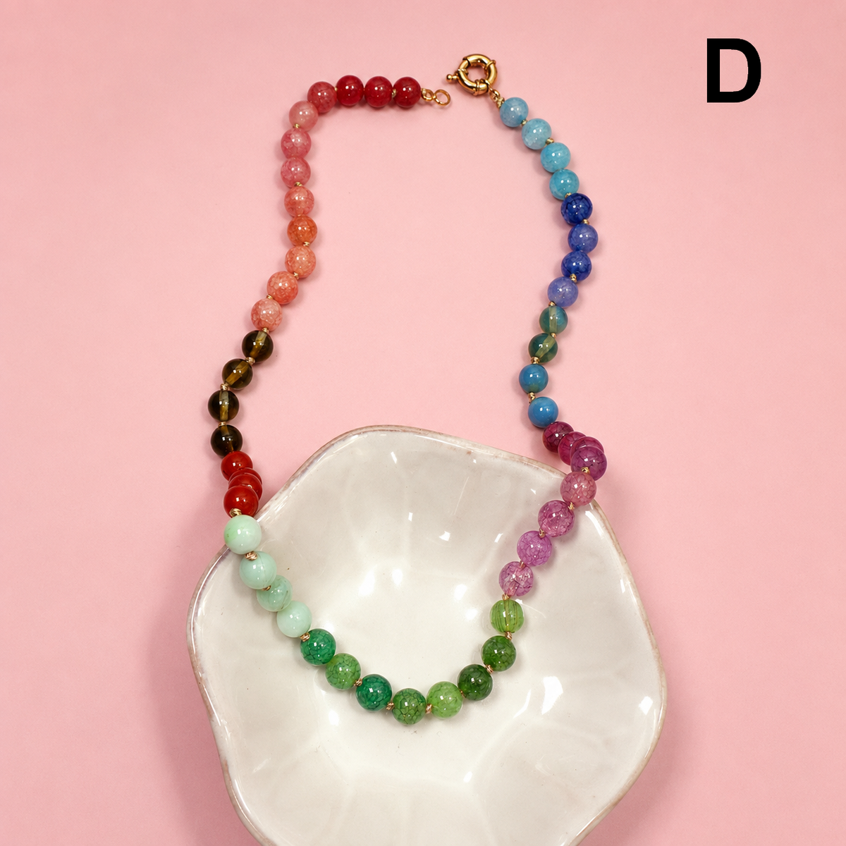 Rainbow Natural Stone & Pearl Beaded Necklace