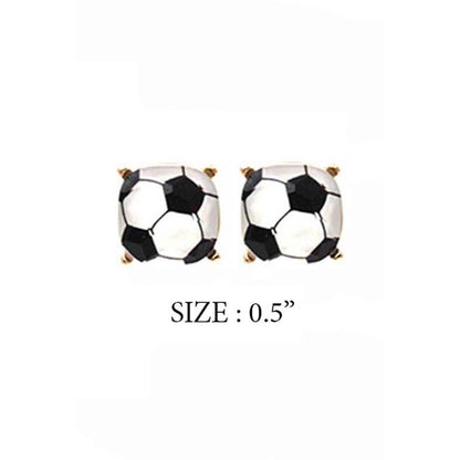RECTANGULAR SHAPE SPORTS BALL STUD EARRINGS