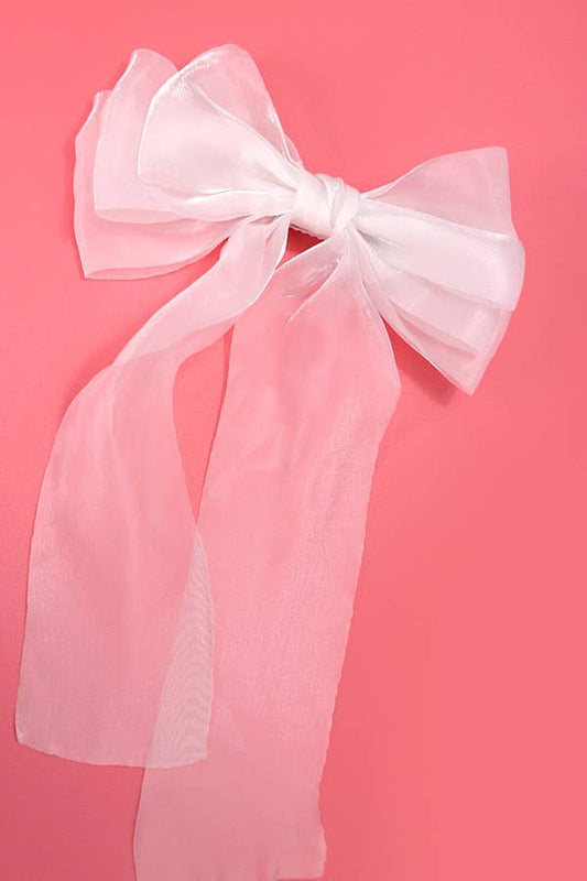 LARGE SHEER BOW RIBBON HAIR CLIPS