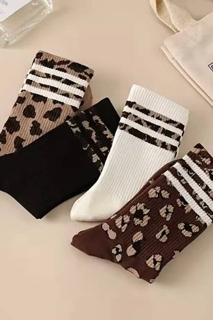WOMAN ANIMAL LEOPARD HALF CREW THROWBACK SOCKS