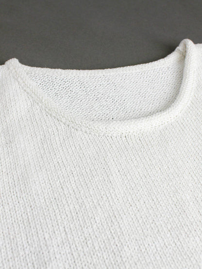 Knit crop top crew-neck tank top