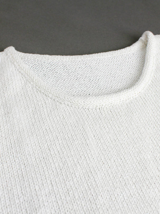 Knit crop top crew-neck tank top