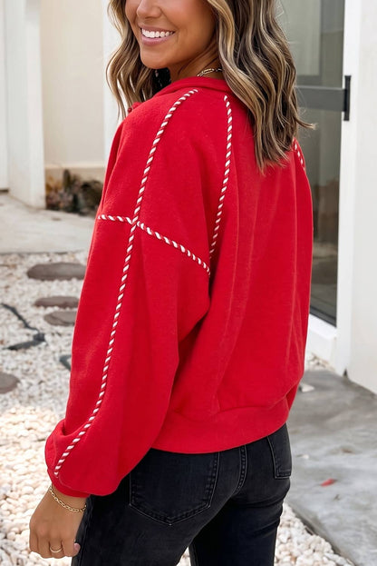 Colorblock Collar Stitching Pullover Sweatshirt