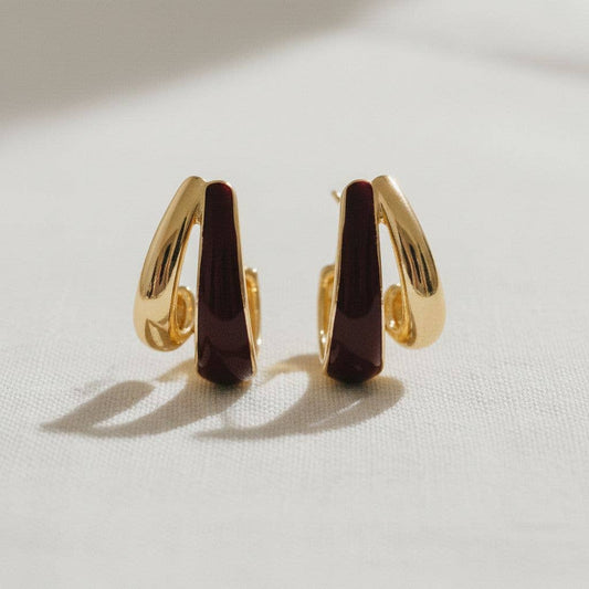 Geometric Red Design Drop Earrings