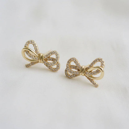 Cubic Zirconia Knot Bow Stud Earrings