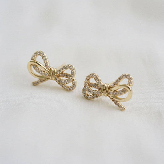 Cubic Zirconia Knot Bow Stud Earrings