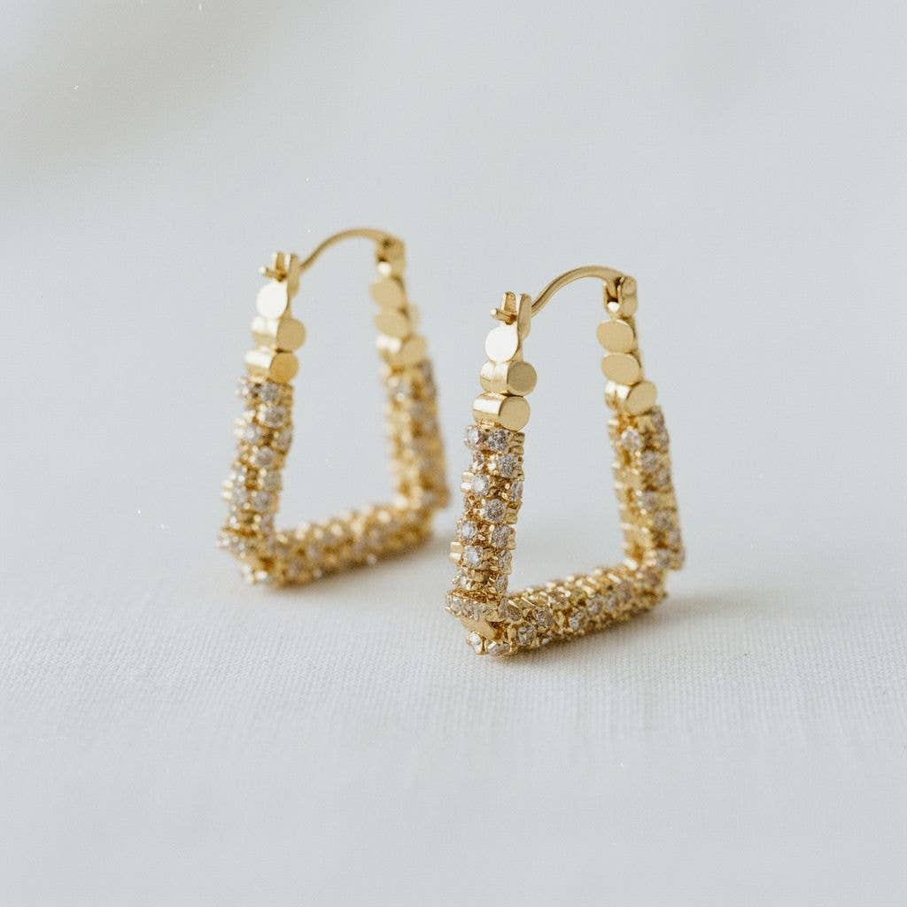 Geometric Sparkling Drop Earrings