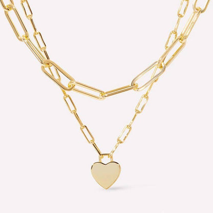 18K Stainless Steel Waterproof Tarnish-Free Multi-Layer Heart Charm Necklace