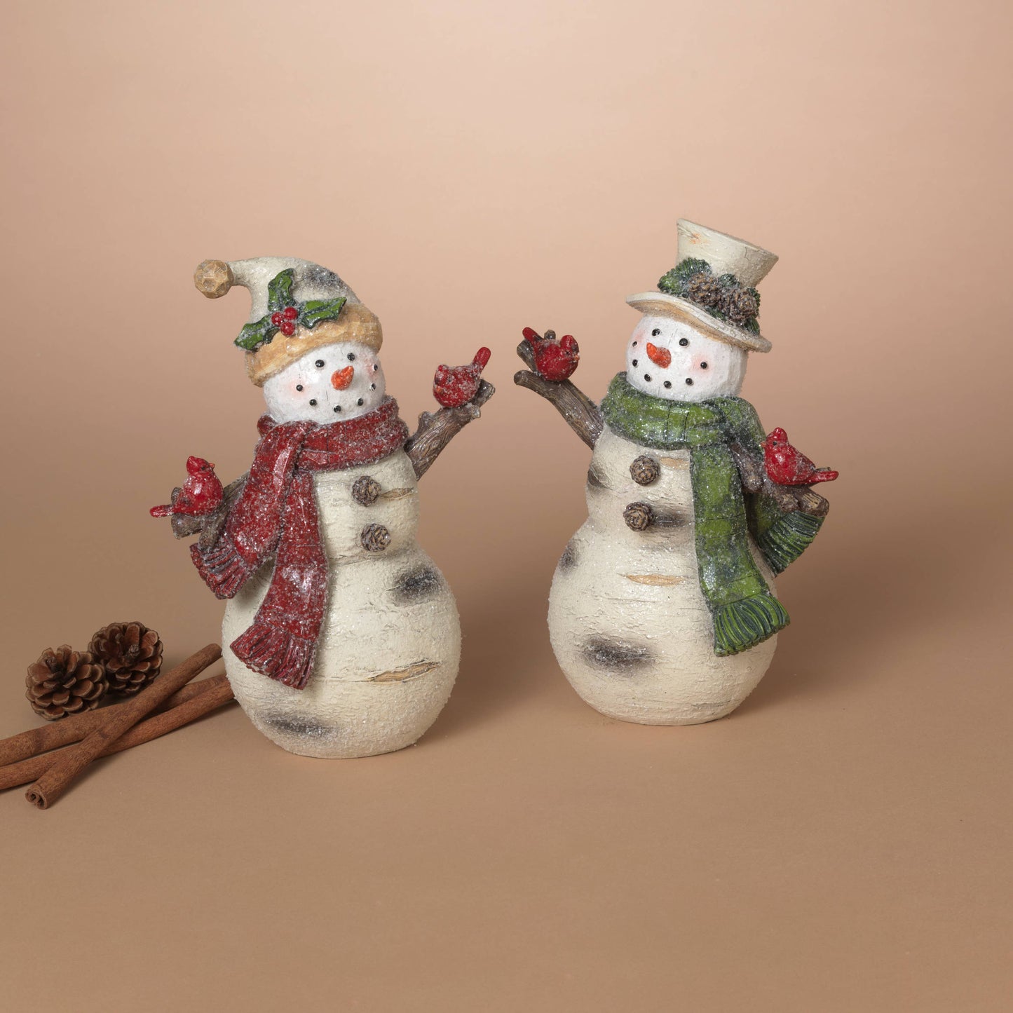 Christmas 8.8"H Resin Holiday Snowman w/ Cardinal