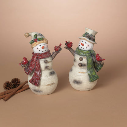 Christmas 8.8"H Resin Holiday Snowman w/ Cardinal