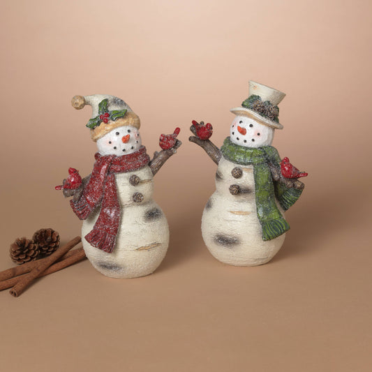 Christmas 8.8"H Resin Holiday Snowman w/ Cardinal