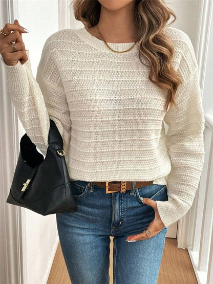 Cozy Tie Back Crew Neck Fall Sweater