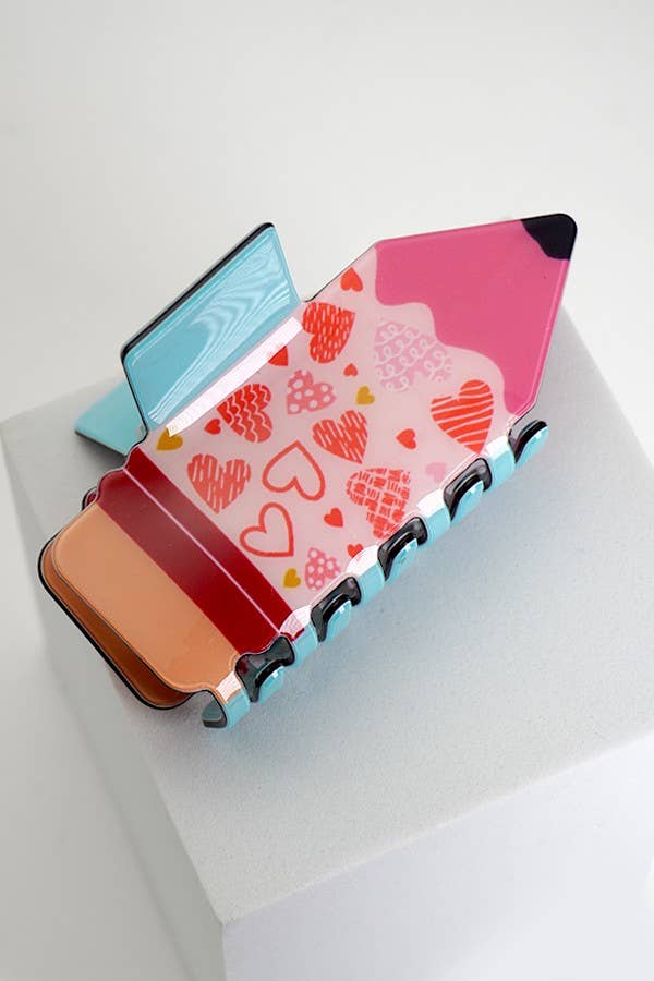 JUMBO FUN SCHOOL PENCIL HAIR CLAW CLIP