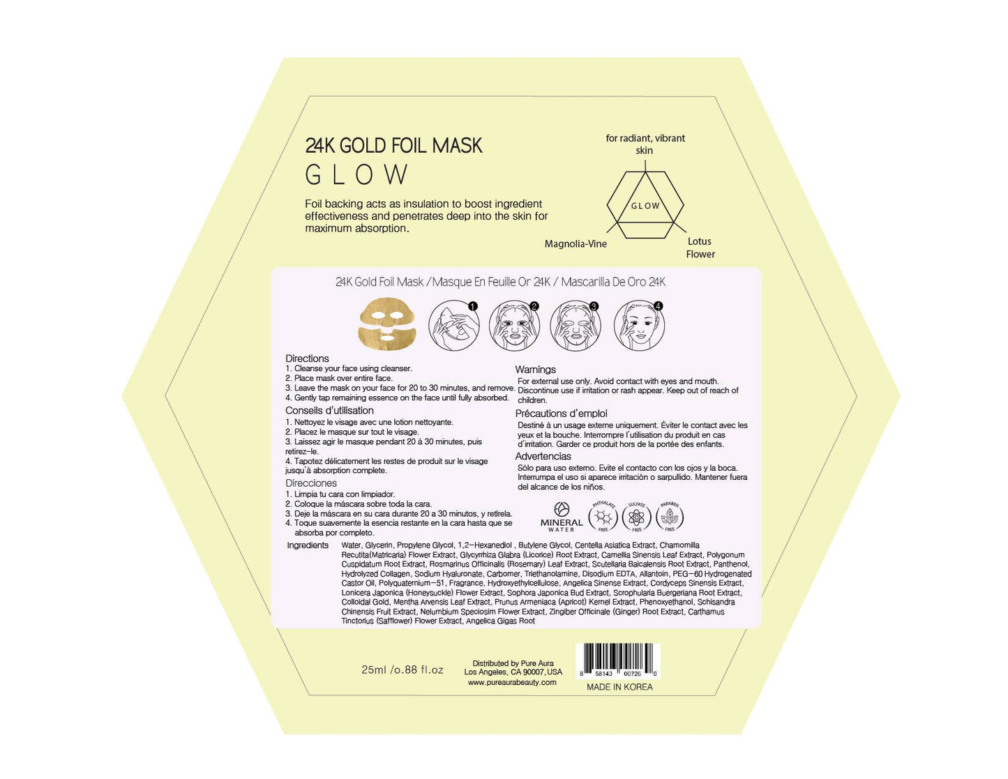 24K Gold Metallic Foil Face Mask