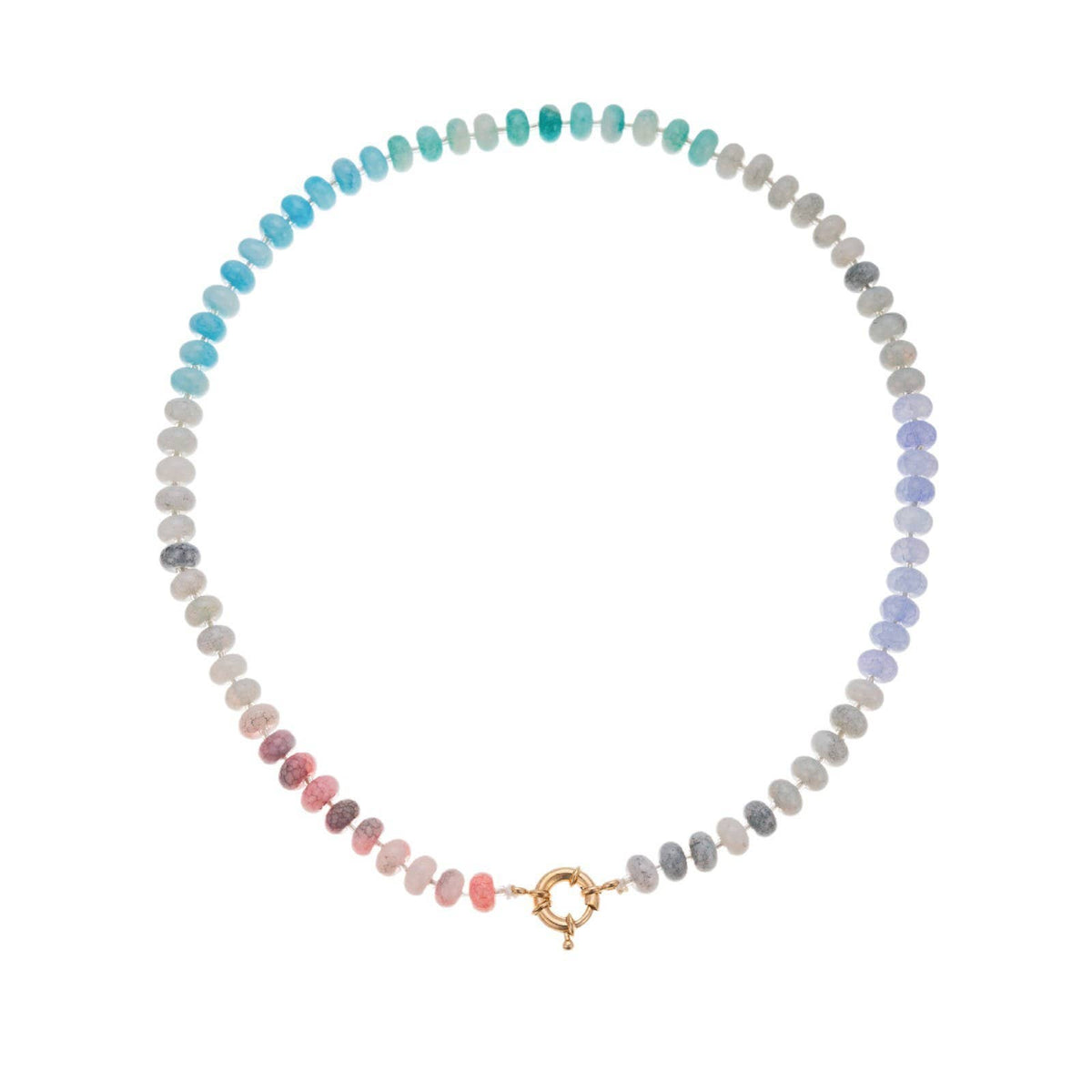 Rainbow Natural Stone & Pearl Beaded Necklace