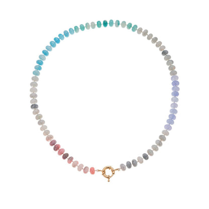 Rainbow Natural Stone & Pearl Beaded Necklace