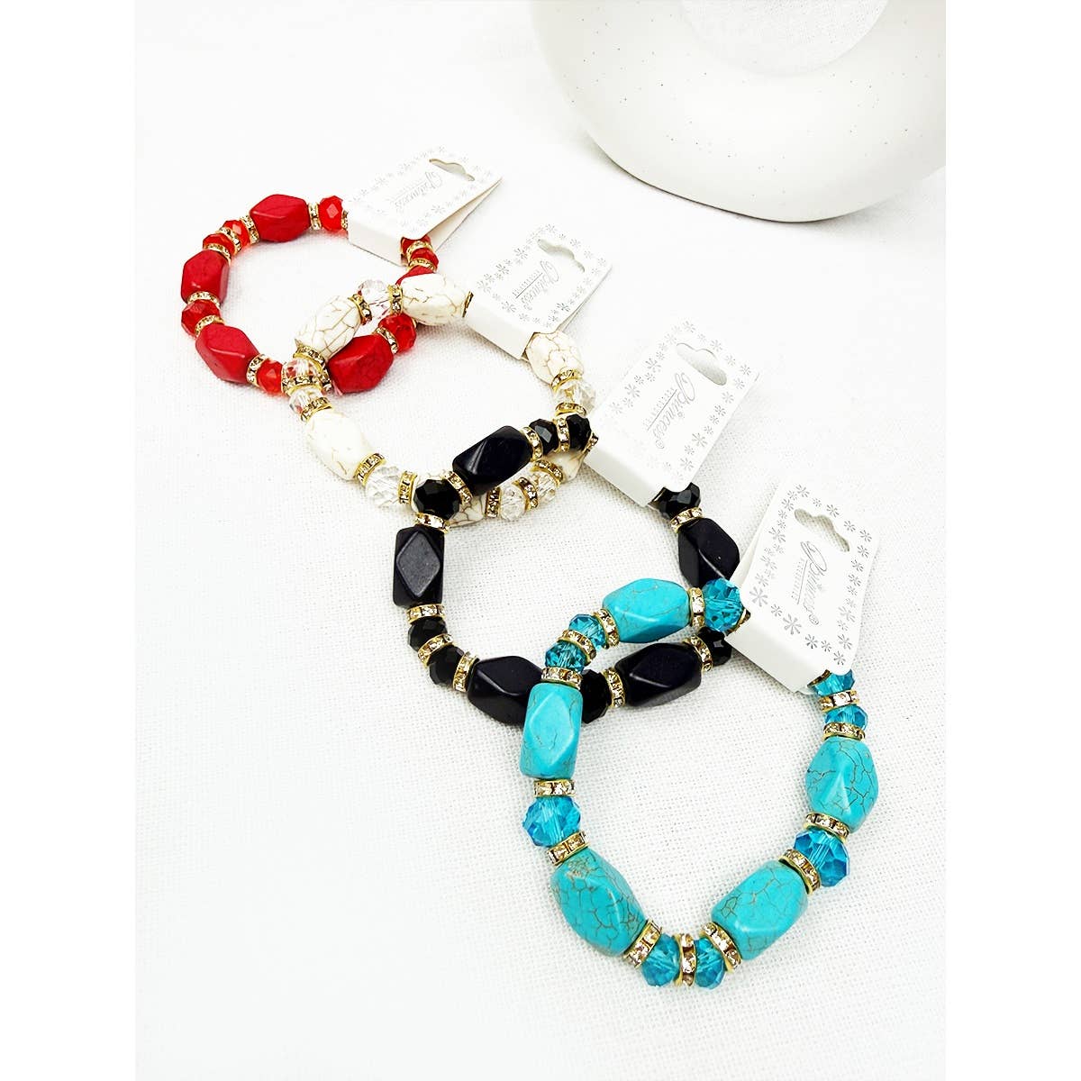 Bold Stones and Beads Mixed Adjustable Stretch Bracelet