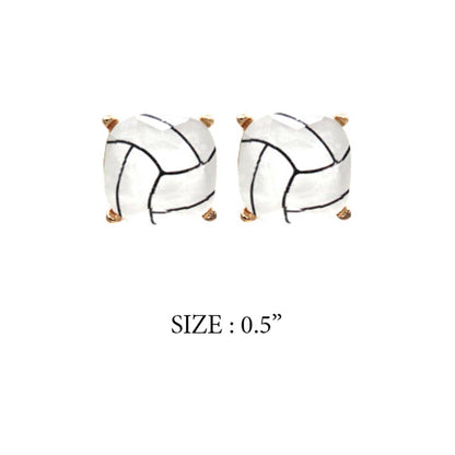 RECTANGULAR SHAPE SPORTS BALL STUD EARRINGS
